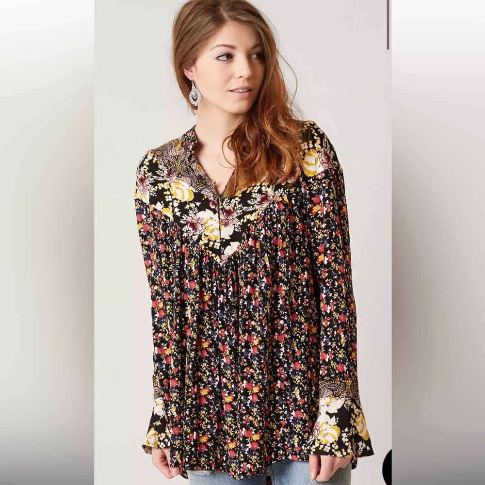 Free People Multicolor Floral Blouse